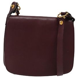 Cartier Borsa a spalla Must Line in pelle bordeaux e oro Auth gh394 D'oro Bordò