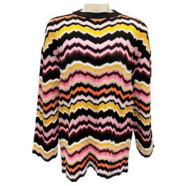 Oversized Pullover mit Rundhalsausschnitt Missoni schwarz / pink mehrfarbig 2024 im Chevron-Zickzack-Muster Mehrfarben
