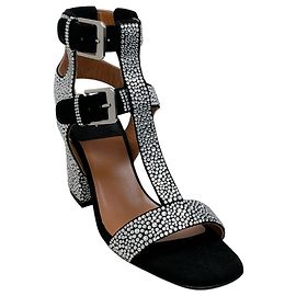 Laurence Dacade Silver Strass Sandra Sandals Black