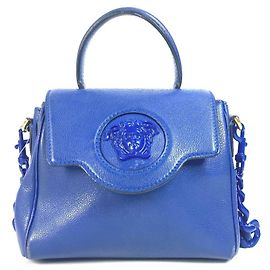 Bolsa de ombro com corrente dupla face com logo Medusa da Versace Azul