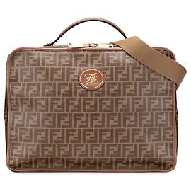 Fendi Braun Zucca beschichtete Canvas Karligraphy Reisetasche Braun