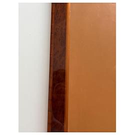 Hermès-Hermès Desk Pad – wood (lacquered vavona burl) and beige leather, 38 x 52 cm-Brown,Beige