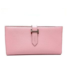 Hermès Hermes Bearn Soufflet Long Wallet Pink