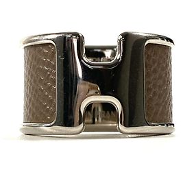 Hermès Hermes Olympe Women's Leather Band Ring Brown Taupe