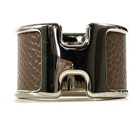 Hermès Anillo de cuero para mujer Hermes Olympe Castaño Gris pardo
