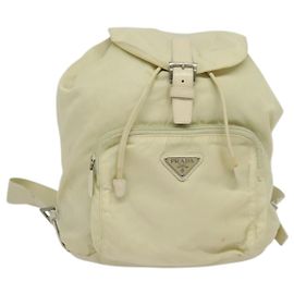 PRADA Rucksack aus Nylon Beige Silber Authentisch 132544 Silber Beige