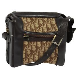 Borsa a Spalla in Tela Trotter Christian Dior Marrone Oro Auth BA4009 Marrone D'oro