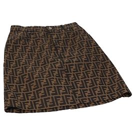 FENDI Zucca Canvas Rock Schwarz Braun Auth 131861V Braun Schwarz