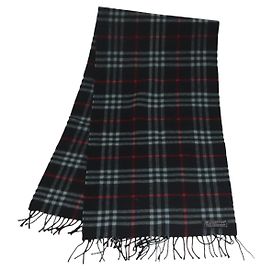 Autre Marque Burberrys Nova Check Scarf Cashmere Navy Auth am8657 Navy blue
