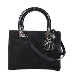 Christian Dior Lady Dior Cannage Nylon Handbag in Black Red