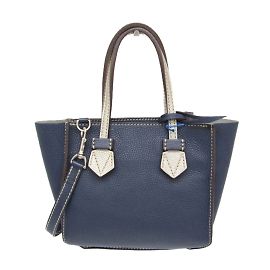 Bolso de cuero para mujer BREGANCON de Moreau Plata Azul marino