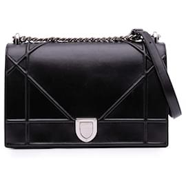 Dior-Dior Black Large Lambskin Diorama Flap-Black
