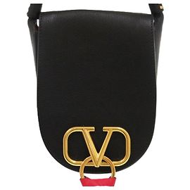Borsa a Spalla in Pelle V-Sling Small Saddle di Valentino Garavani Nero Rosso