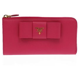 Prada Round Ribbon Long Wallet Pink