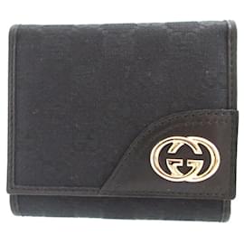 Gucci Interlocking G Black Tri-fold Wallet Black