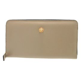 Cartera larga de cuero beige Medusa de Versace Beige