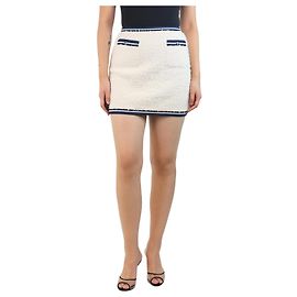 Chanel Saia mini em tweed creme e marinho Cambon 31 - tamanho UK 8 Cru