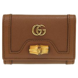 Portafoglio in pelle da donna Gucci Bamboo Marrone