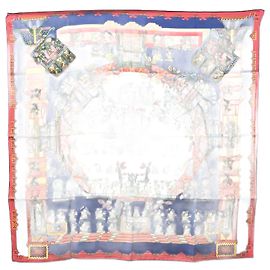 Bufanda de Seda Carré 90 Astres et Soleils de Hermès Roja Azul Multicolor