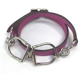 Pulseira Etrier Double Tour em couro Swift da Hermès Roxo