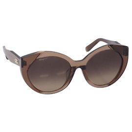 Óculos de sol Salvatore Ferragamo Gancini de plástico marrom Auth BA4245 Marrom