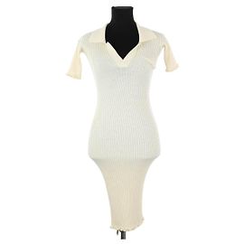 Bottega Veneta Ecru Wollkleid Roh