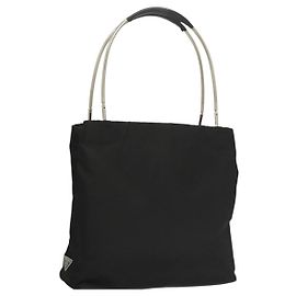 PRADA Borsa a mano in nylon nero argento Auth sw1295 Nero Argento