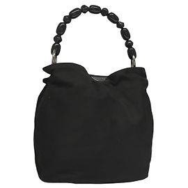 Borsa a mano Maris Pearl in nylon nero e argento Christian Dior Auth sw1224 Nero Argento