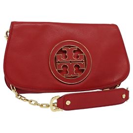 TORY BURCH Schultertasche Chain Amanda aus Leder Rot Gold Auth yk18802 Rot Golden