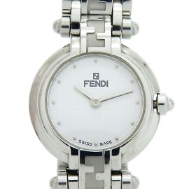 Fendi 750L Zucca Edelstahl Weiß Quarz Uhr Weiß