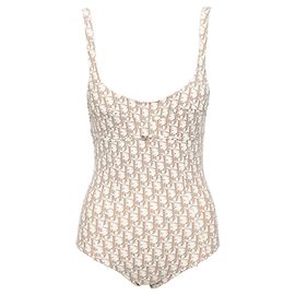 Christian Dior Dior By John Galliano Monogram Bodysuit Beige