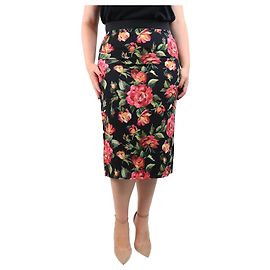 Dolce & Gabbana Schwarze Blumen-Midirock - Größe UK 12 Schwarz
