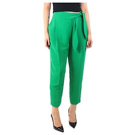 Carolina Herrera Grüne plissierte Hose mit Wickelgürtel - Größe UK 12 Grün
