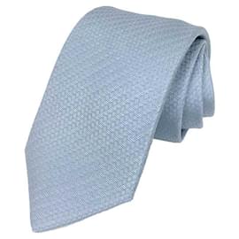 Hermès-Hermes Light Blue Silk Cravat-Light blue