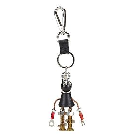 Portachiavi Charm Robot Saffiano di Prada Nero Multicolore