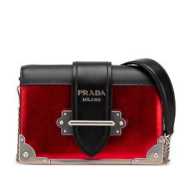 Borsa a tracolla con catena Cahier di Prada Nero Rosso