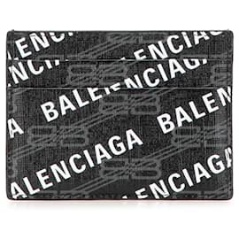 Balenciaga-Carteira de cartão com logo Balenciaga-Preto,Branco