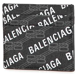 Balenciaga-Carteira de cartão com logo Balenciaga-Preto,Branco