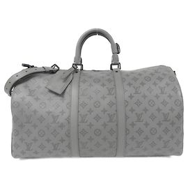 Louis Vuitton Monogram Shadow Keepall Bandouliere 50cm Boston Bag Black Grey Monogram