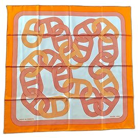 Lenço de seda Hermès Circuit 24 laranja 90x90cm Laranja