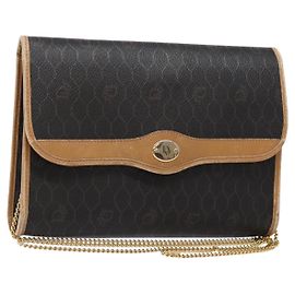 Borsa a spalla in tela a nido d'ape Christian Dior PVC nera e dorata Auth ep9904 Nero D'oro