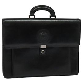 Gianni Versace Business Bag Leather Black Silver Auth bs28153 Black Silvery