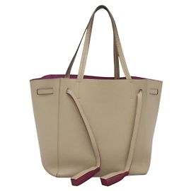Céline Bolsa Tote Cabas Phantom em couro bege e dourado Auth bs28137 Bege Dourado