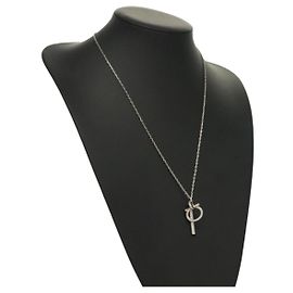 Salvatore Ferragamo Collar Gancini de metal Plata Auth 135938 Plata