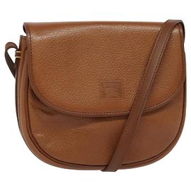 Autre Marque Bolsa de Ombro Burberrys em Couro Marrom Dourado Auth 134218 Marrom Dourado