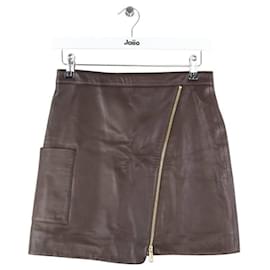 Bash Braune Leder-Minirock Braun
