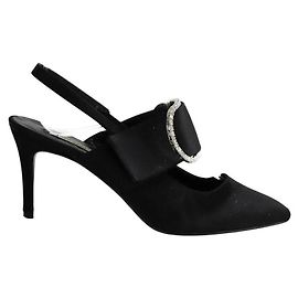 John Galliano Black leather heels Black