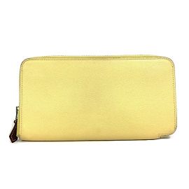 Portefeuille Long Azap Silk'in d'Hermès Vert Jaune
