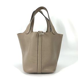Sac à main Picotin Lock PM 18 d'Hermès Marron Gris