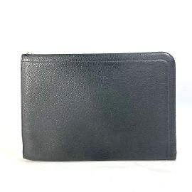 Grau Leder Clutch Tasche von Hermès Braun